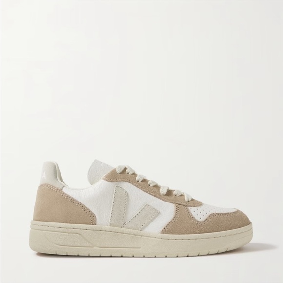 Veja V-10 Leather Sneaker Extra White/Sable/Sahara sz 40EU/9US New in Box - Picture 2 of 8